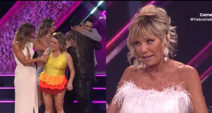 Montaje fotográfico de la comediante María José Quiroz empoderada y la jurado Raquel Argandoña con gesto crítico en "Fiebre de Baile".