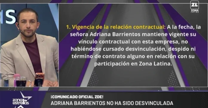 Adriana Barrientos-2-2 Comunicado oficial de Zona Latina leído al aire en Zona de Estrellas sobre Adriana Barrientos